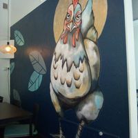 Art on the walls at Thai Vegan Kitchen in Helsinki