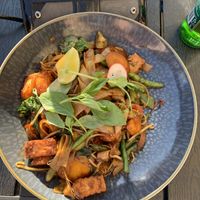 Excellent chickpea tofu!  at Thai Vegan Kitchen in Helsinki