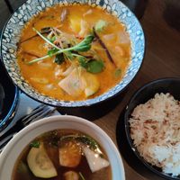 Red curry and Tom yam soup. Tasty and warming as always. at Thai Vegan Kitchen in Helsinki