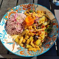 Eggplant stir fry with hernis at Thai Vegan Kitchen in Helsinki