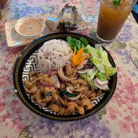 vegan laab and mang tom yam iced tea at Thai Vegan Kitchen in Helsinki