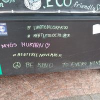 They have the right attitude. at Thai Vegan Kitchen in Helsinki