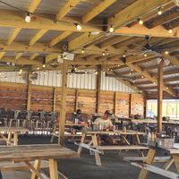 Dog friendly covered outside patio at Lost Forty Brewing in Little Rock