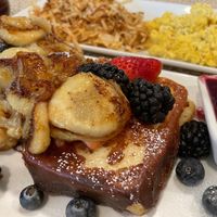 stuffed french toast with hash browns and Just Egg at Golden Burro in Leadville