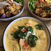 Yellow curry, thai arancinni balls, pad thai  at Vega Cafe in Vologda