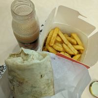 Falafel wrap with fries and guava juice at Lazeez in Zagreb