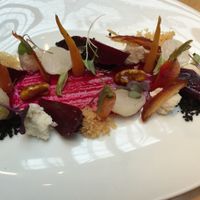 Macadamia cheese and poached baby vegetable salad at Hectors Restaurant in Auckland