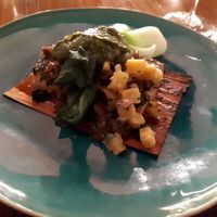 Planked tofu at Hectors Restaurant in Auckland