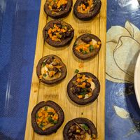 Stuffed mushroom with local
 vegetable at Hidden Kitchen - 藏家私厨 in Tagong