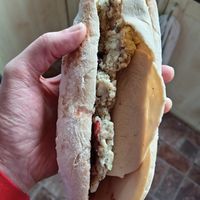 Plant based chicken, stuffing and cranberry sandwich at Honeymans of Bowburn in Durham