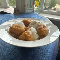 Banana fritters in vegan batter at Woks Bar and Restaurant in Brandon