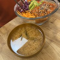 Miso soup  at Bento Factory in Winchester