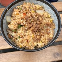 The fried rice that they made vegan for us   at Bento Factory in Winchester