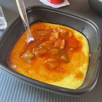 Vegan Polenta with vegetables at PolentOne in Bergamo