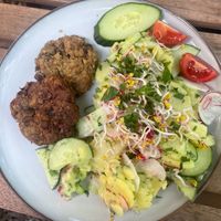 Vegan „Frikadelle“ with potato salad    at Karlsons in Hamburg