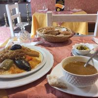 Soup and vegetable cous cous at Dar Al Houma in Essaouira