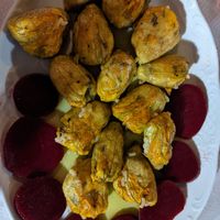 Stuffed zucchini blossoms at The Passing in Crete