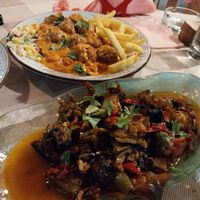 Vegan meatballs and briam at The Passing in Crete
