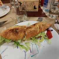 Vegan sandwich with heura at De Solera in Bilbao