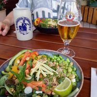 Fine Chinese noodles bowl / Glasnudel bowl mit Pils at Landwehr - Bräu am Turm in Rothenburg Ob Der Tauber