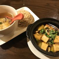 Veg claypot with sides that come with it    at Simple Joy in Honolulu