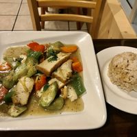 Braised eggplant with rice at Simple Joy in Honolulu