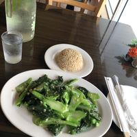 Chinese Broccoli Garlic & brown rice at Simple Joy in Honolulu
