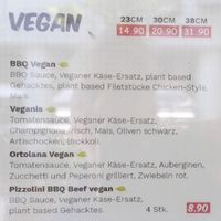 Vegan section of menu at Daily Pizza in Luzern