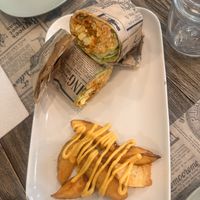 Wrap and potatoes   at El Med Veg in Tenerife