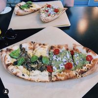 Vegan truffle pizza (with vegan cheese) and vegan avocado pizza at Smak. Athens in Athens