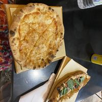 Vegan pizza and hummus based peynirli  at Smak. Athens in Athens