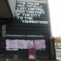 entrance from dorthavej at Ungdomshuset Folkekøkken in Copenhagen