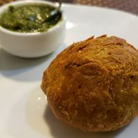 Kachori (R$5). Vegan by default. Overcooked and too crispy. at Tempero Indiano in Sao Paulo
