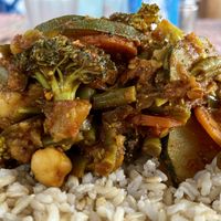 Indian curry - no cilantro  at The Fifth Dimension in San Pedro La Laguna