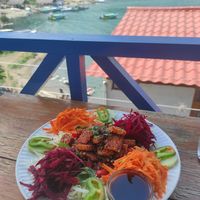 Big salad with tempeh at The Fifth Dimension in San Pedro La Laguna