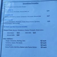 Menu - drinks at The Fifth Dimension in San Pedro La Laguna