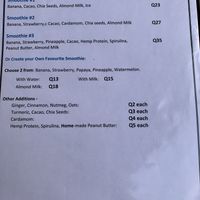 Menu   at The Fifth Dimension in San Pedro La Laguna