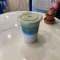 Cinnamon Matcha Lavendar Oatmilk Latte  at Long Story Short Cafe in Boca Raton