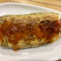 Poblano and rice burrito with hot sauce.  at Cartel Coffee Lab - Downtown Phoenix in Phoenix