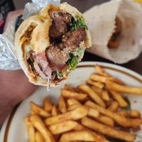Vegan kebab with chips at Portz Kebab & Grill in Ocean Grove