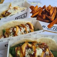 Tacos 🌮 + sweet potato fries 🍟 at Dr Fill in Smythes Creek