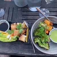 Spring rolls and “Primörer” with a dip at Kai in Borgholm