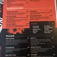 Menu at The Cabin in Park City