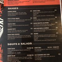 Menu at The Cabin in Park City