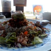 Taco rice plate (not sure if the avocado sauce and mayo dollops on top are vegan, fyi) at Magokoro in Kamakura