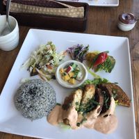 Vegan plate + soup on the side at Magokoro in Kamakura