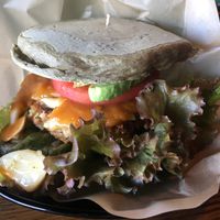 Hemp pancake vegan burger at Magokoro in Kamakura