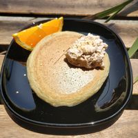 Hemp pancake up close at Magokoro in Kamakura