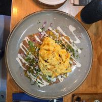 Chilaquiles - vegan crema and just egg at Good Morning in Las Vegas
