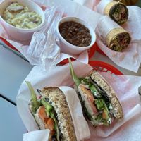 White bean club & power burrito  at Juicy's Wellness Cafe in Cookeville